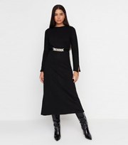Trendyol Black Knit Chain Belted Midi Dress